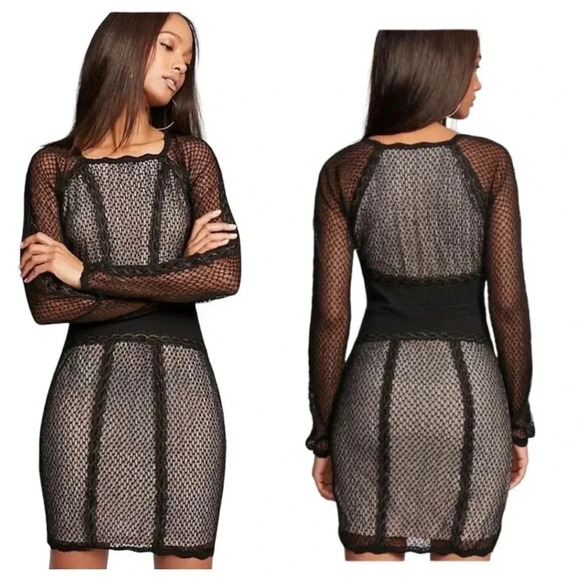 FREE PEOPLE Women’s Mixed Mesh Black Bodycon Mini Dress Size S Whimsygoth - Picture 1 of 6